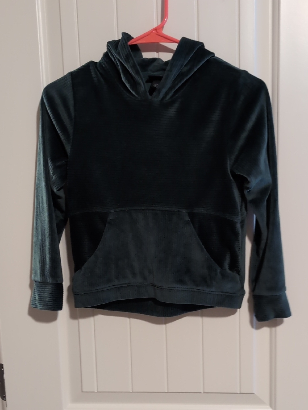 Girls Plush Hooded Pullover Sweatshirt - Dark Green